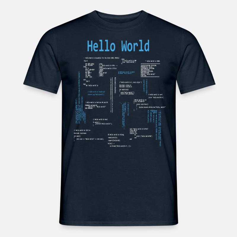 Hello World Programming Languages Programmer Nerd - Men’s T-shirt - navy