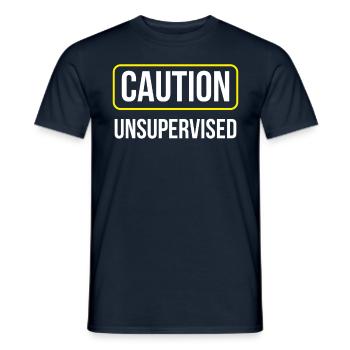 Vorsicht Unbeaufsichtigt Unsupervised Sarkastisch - Männer T-Shirt - Navy - Vorne - AI Model Male 178 light (178cm)