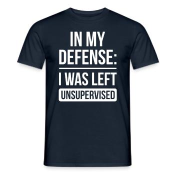 Left unattended in my defense - Men's T-Shirt - navy - Front - AI Model Male 178 light (178cm)