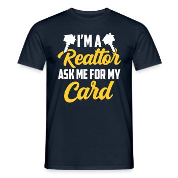 I'm a real estate agent asking me for my card - Men's T-Shirt - navy - Front - AI Model Male 178 light (178cm)