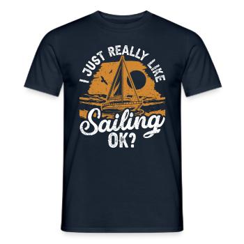 I just like sailing very sailor sailboat - Men's T-Shirt - navy - Front - AI Model Male 178 light (178cm)