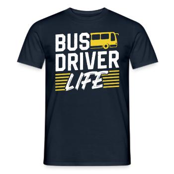 Life of a bus driver Bus driver Bus driving - Men's T-Shirt - navy - Front - AI Model Male 178 light (178cm)