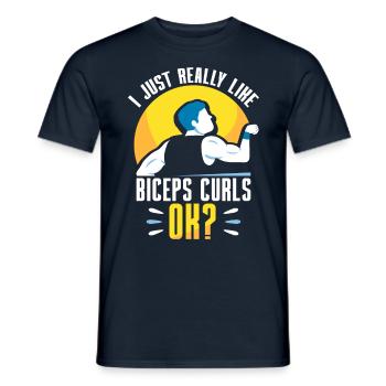 J’aime vraiment les muscles des biceps - T-shirt homme - marine - Devant - AI Model Male 178 light (178cm)