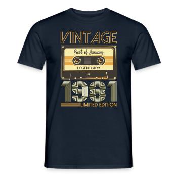 January born 1981 42nd birthday gift - Men's T-Shirt - navy - Front - AI Model Male 178 light (178cm)