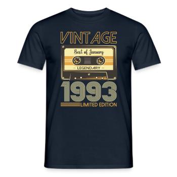 January born 1993 30th birthday gift - Men's T-Shirt - navy - Front - AI Model Male 178 light (178cm)