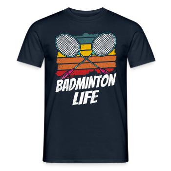 Vie de badminton Joueur de badminton Joueur de badminton Badminton - T-shirt homme - marine - Devant - AI Model Male 178 light (178cm)