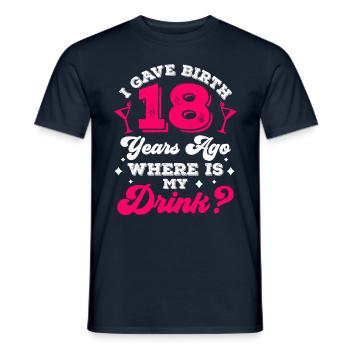 J’ai accouché il y a 18 ans où est ma boisson - T-shirt homme - marine - Devant - AI Model Male 178 light (178cm)