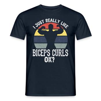 J’aime vraiment les muscles des biceps - T-shirt homme - marine - Devant - AI Model Male 178 light (178cm)