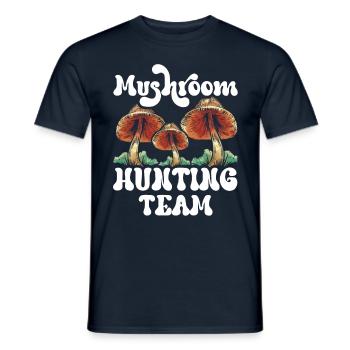 Mushroom pickers Team Mushroom pickers Mushroom picking Mushrooms - Men's T-Shirt - navy - Front - AI Model Male 178 light (178cm)