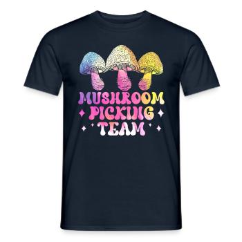 Mushroom pickers Team Mushroom pickers Mushroom picking Mushrooms - Men's T-Shirt - navy - Front - AI Model Male 178 light (178cm)
