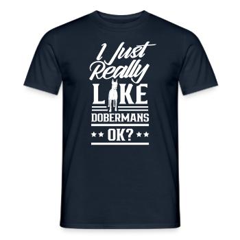 J’aime les dobermans juste beaucoup les chiens Doberman - T-shirt homme - marine - Devant - AI Model Male 178 light (178cm)