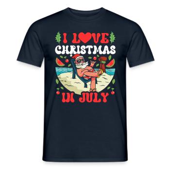 I love Christmas in July Christmas in July - Men's T-Shirt - navy - Front - AI Model Male 178 light (178cm)