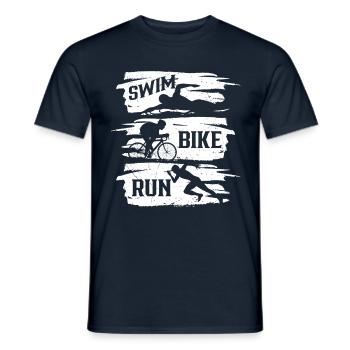 Natation Vélo Course Triathlète Triathlète Triathlon Triathlète - T-shirt homme - marine - Devant - AI Model Male 178 light (178cm)