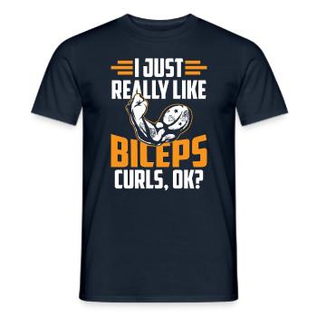 J’aime vraiment les muscles des biceps - T-shirt homme - marine - Devant - AI Model Male 178 light (178cm)