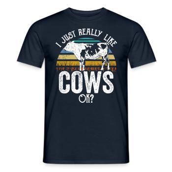 J’aime beaucoup les vaches laitières ferme - T-shirt homme - marine - Devant - AI Model Male 178 light (178cm)