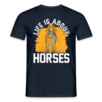Life consists of horses riding horse - Men's T-Shirt - navy - Front - AI Model Male 178 light (178cm)