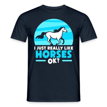 I just like horses very much rider horse riding - Men's T-Shirt - navy - Front - AI Model Male 178 light (178cm)