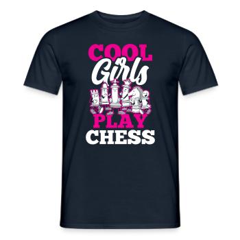 Coole Mädchen Spielen Schach Schachspieler - Männer T-Shirt - Navy - Vorne - AI Model Male 178 light (178cm)