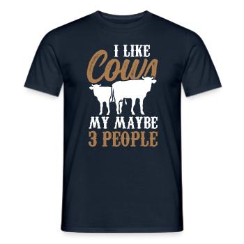 I like cows and maybe 3 people animals cow - Men's T-Shirt - navy - Front - AI Model Male 178 light (178cm)