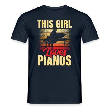 This girl loves piano piano player - Men's T-Shirt - navy - Front - AI Model Male 178 light (178cm)