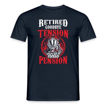 In retirement Goodbye excitement Hello pension pensioner - Men's T-Shirt - navy - Front - AI Model Male 178 light (178cm)