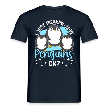 I love penguins just ok animal penguin cute - Men's T-Shirt - navy - Front - AI Model Male 178 light (178cm)