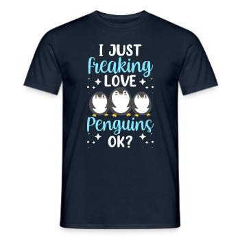 I love penguins just ok penguin animal cute - Men's T-Shirt - navy - Front - AI Model Male 178 light (178cm)