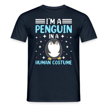 I am a penguin in a human costume - Men's T-Shirt - navy - Front - AI Model Male 178 light (178cm)
