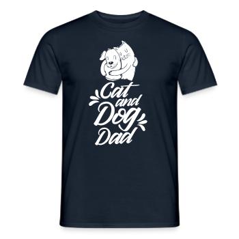 Cat and Dog Papa Dogs Lovers Cats - Men's T-Shirt - navy - Front - AI Model Male 178 light (178cm)