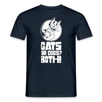 Chats ou chiens à la fois amoureux des chiens chat - T-shirt homme - marine - Devant - AI Model Male 178 light (178cm)