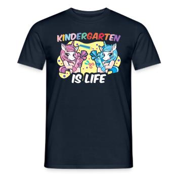 Kindergarten is Life sayings sweet kids humor - Men's T-Shirt - navy - Front - AI Model Male 178 light (178cm)