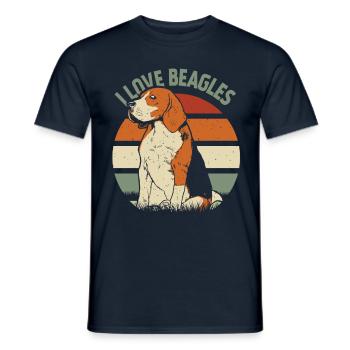 I Love Beagles Lover Beagle Puppy Dog - T-shirt homme - marine - Devant - AI Model Male 178 light (178cm)