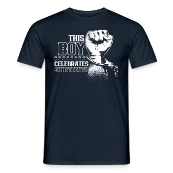 This Boy Celebrates the Juneteenth Black 1865 - Men's T-Shirt - navy - Front - AI Model Male 178 light (178cm)