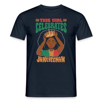 This girl celebrates the Juneteenth 1865 Black - Men's T-Shirt - navy - Front - AI Model Male 178 light (178cm)