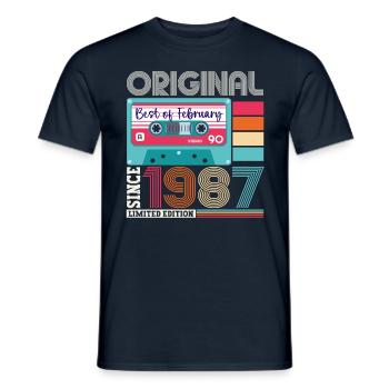 Février Né 1987 36e anniversaire cassette - T-shirt homme - marine - Devant - AI Model Male 178 light (178cm)