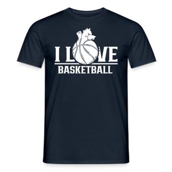 I love basketball basketball player team - Men's T-Shirt - navy - Front - AI Model Male 178 light (178cm)
