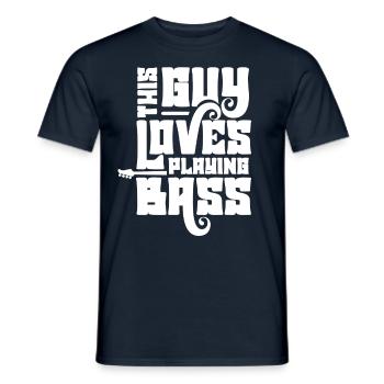 This guy loves to play bass - Men's T-Shirt - navy - Front - AI Model Male 178 light (178cm)