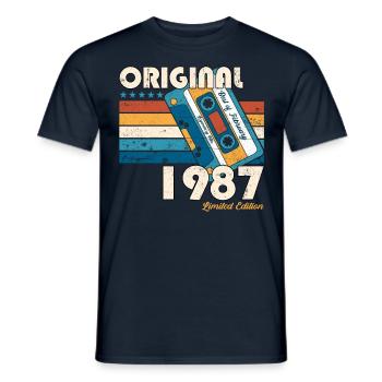 Cassette 36e anniversaire Février né en 1987 - T-shirt homme - marine - Devant - AI Model Male 178 light (178cm)