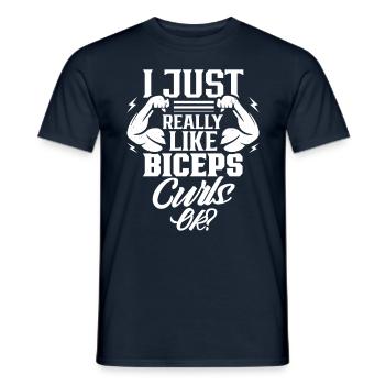 J’aime vraiment les muscles des biceps - T-shirt homme - marine - Devant - AI Model Male 178 light (178cm)
