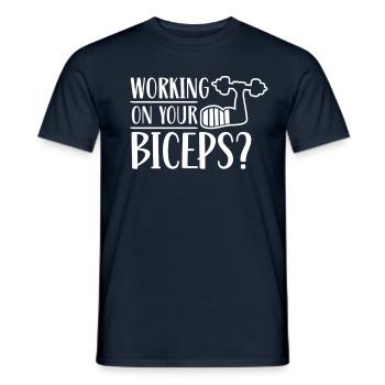 Travaillez vos boucles musculaires d’entraînement des biceps - T-shirt homme - marine - Devant - AI Model Male 178 light (178cm)