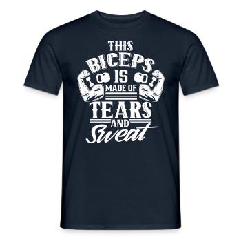 Ces biceps sont faits de larmes et de sueur - T-shirt homme - marine - Devant - AI Model Male 178 light (178cm)