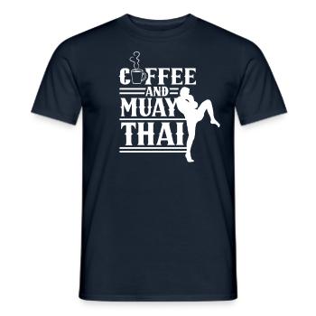 Combat de combattant d’arts martiaux de café et de Muay Thai - T-shirt homme - marine - Devant - AI Model Male 178 light (178cm)