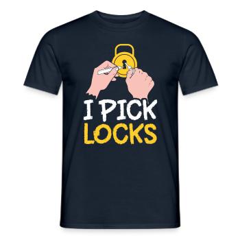 I Crack Locks Lock Locking Picker - T-shirt homme - marine - Devant - AI Model Male 178 light (178cm)