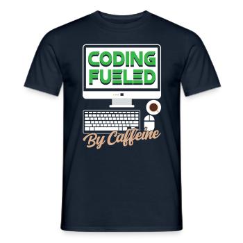 Programming powered by caffeine coding - Men's T-Shirt - navy - Front - AI Model Male 178 light (178cm)
