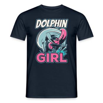Dolphin Girl Dolphin Lovers Dolphins Dolphins - Men's T-Shirt - navy - Front - AI Model Male 178 light (178cm)