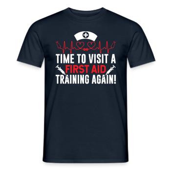 Il est temps de suivre à nouveau un cours de secourisme - T-shirt homme - marine - Devant - AI Model Male 178 light (178cm)