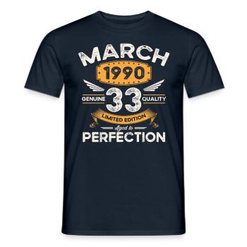 33ème anniversaire homme femme Mars né 1990 Légende - T-shirt homme - marine - Devant - AI Model Male 178 light (178cm)