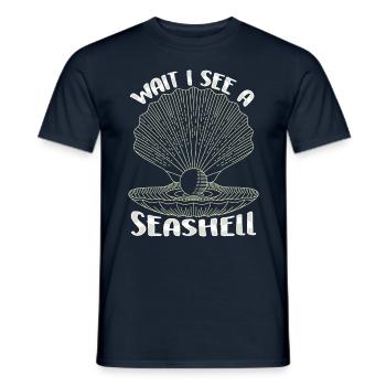 Wait I see a shell collecting shells - Men's T-Shirt - navy - Front - AI Model Male 178 light (178cm)