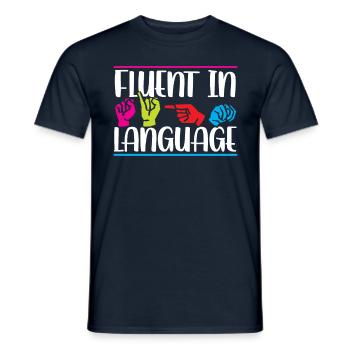 Maîtrise de la langue des signes Signes de sensibilisation - T-shirt homme - marine - Devant - AI Model Male 178 light (178cm)