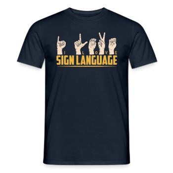 Ich Liebe Gebärdensprache Awareness Gebärden - Männer T-Shirt - Navy - Vorne - AI Model Male 178 light (178cm)